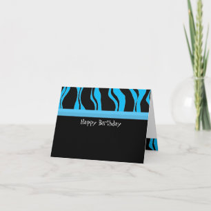Cartão Black and Blue Zebra Stripe Birthday