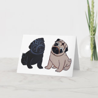 Cartão Black and Fawn Pug Puppies Greeting Cards
