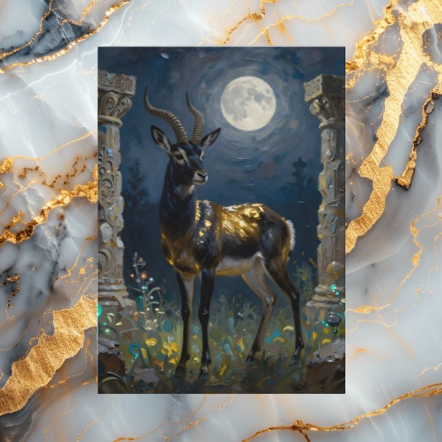 Cartão Black and Gold Gazelle Themed Happy Birthday  (Criador carregado)