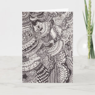 Cartão Black and White Abstract Line Art Greeting Card