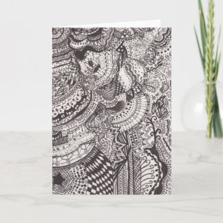 Cartão Black and White Abstract Line Art Greeting Card