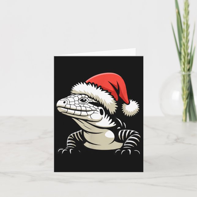 Cartão Black And White Argentine Tegu Christmas Ugly Xmas (Frente)