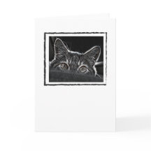 Black and White Cat Greeting Card Blank Inside