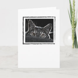 Cartão Black and White Cat Greeting Card Blank Inside