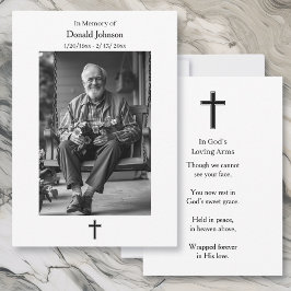 Cartão Black and White Cross and Poem Photo Memorial