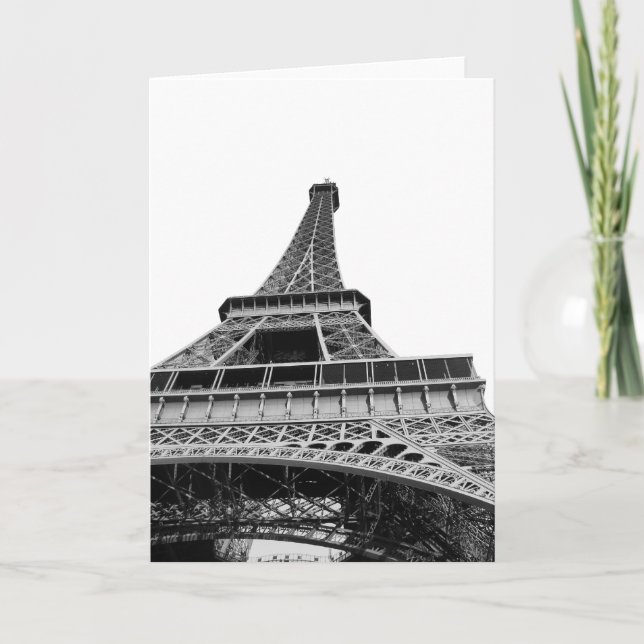 Cartão Black and White Eiffel Tower (Frente)