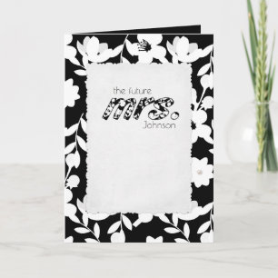 Cartão black and white floral pattern bridal shower