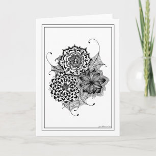 Cartão Black and White Flowers Greeting Card