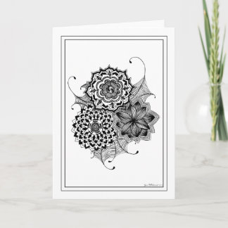 Cartão Black and White Flowers Greeting Card