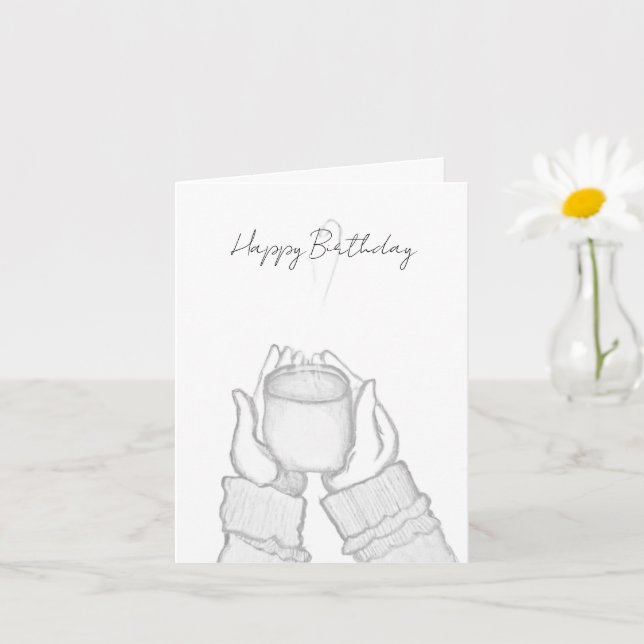 Cartão black and white hands with coffee on Note Card (Planta pequena)