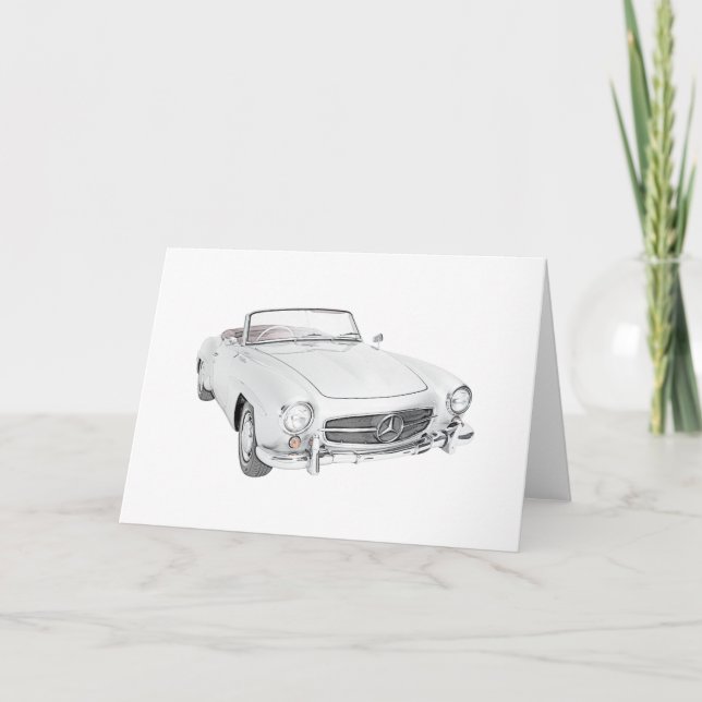 Cartão Black and White Mercedes Convertible (Frente)
