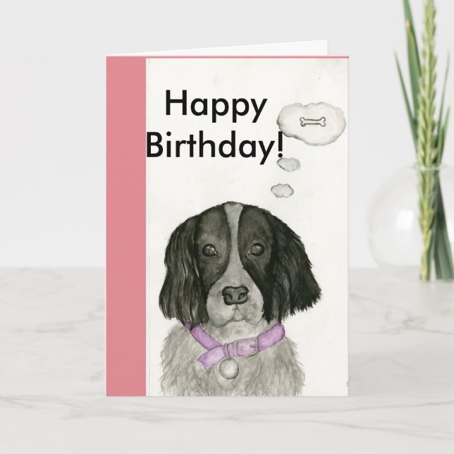 Cartão Black and white Spaniel birthday card (Frente)