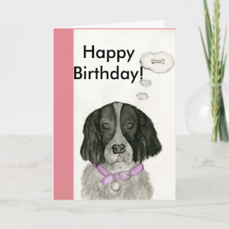 Cartão Black and white Spaniel birthday card