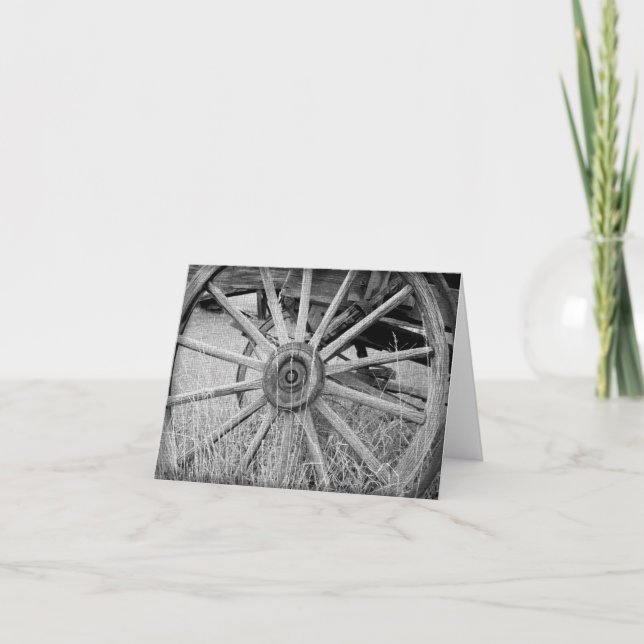 Cartão Black and White Wagon Wheel Note Cards (Frente)