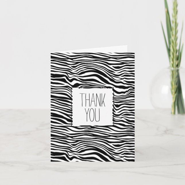 Cartão Black and White Zebra Print Thank You (Frente)