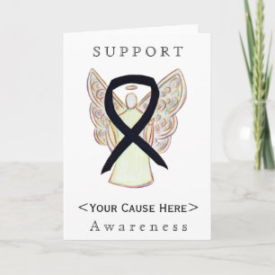 Cartão Black Awareness Ribbon Angel Customized Card