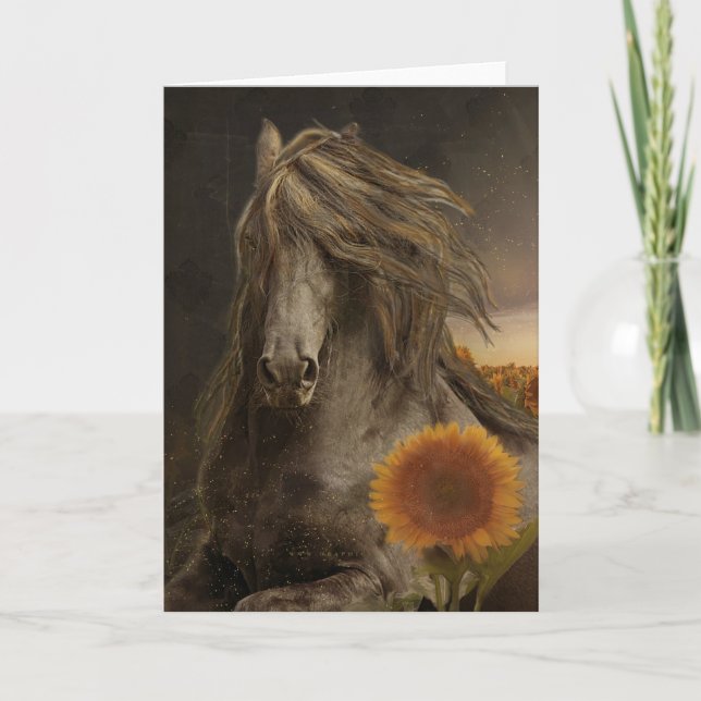 Cartão Black Beauty Friesian Horse - Greeting Card (Frente)