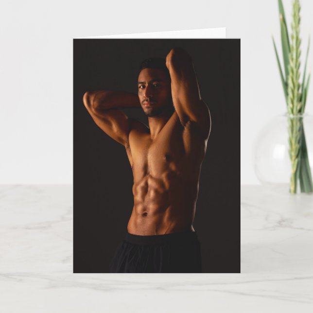 Cartão Black Beauty Hot Guy Greetings Card (Frente)