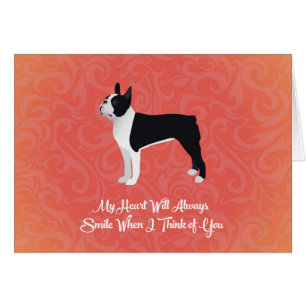 Cartão Black Boston Terrier My Heart Will Always Smile
