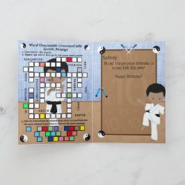 Cartão Black Boys Karate Mensagem Secreta Feliz Aniversár