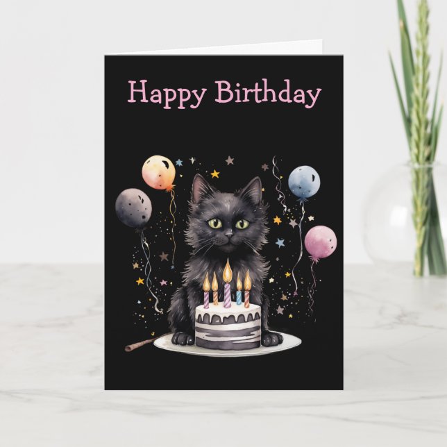 Cartão Black Cat Birthday (Frente)