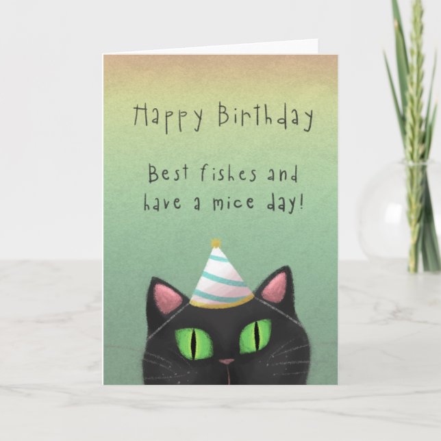 Cartão Black Cat Birthday Greeting Card (Frente)