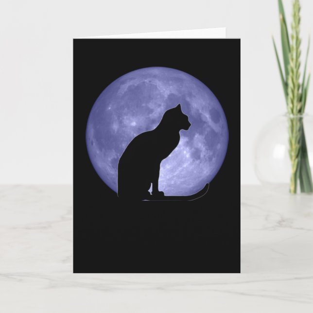 Cartão Black Cat Blue Moon Greetings card (Frente)