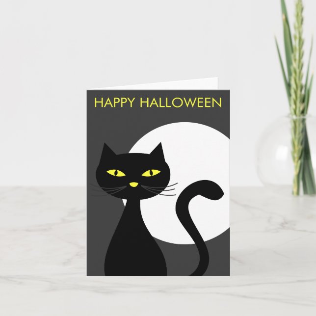 Cartão Black Cat Halloween Cards (Frente)