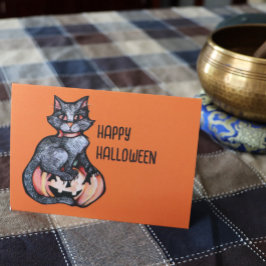 Cartão Black Cat Halloween Jack O Lanterna