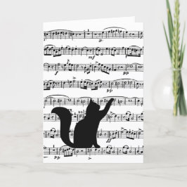 Cartão Black Cat On Music Birthday Card