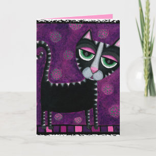 Cartão Black Cat & Polka Dots - feline greeting card