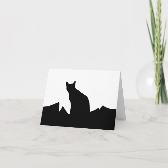 Cartão Black Cat silhouette Note Cards (Frente)