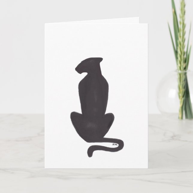 Cartão Black Cat Silhouette white cool cats greeting card (Frente)
