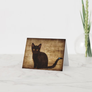 Cartão Black Cat With Butterfly Notecard