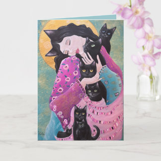 Cartão Black Cats Whimsical Art