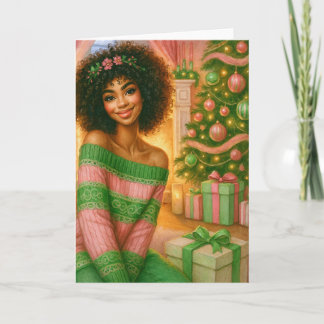 Cartão Black Christmas Card | Pink and Green Card