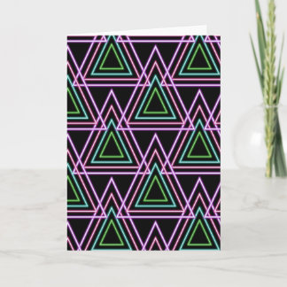 Cartão Black Colorful Retro 80's Neon Geometric Triangles