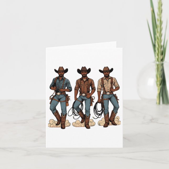 Cartão Black Cowboy Ocidental Rodeo Melanin História Negr (Frente)