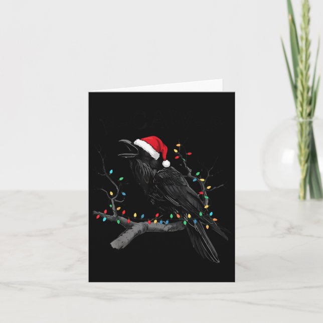 Cartão Black Crow, F-caw-f Funny Christmas Raven Santa Ha (Frente)