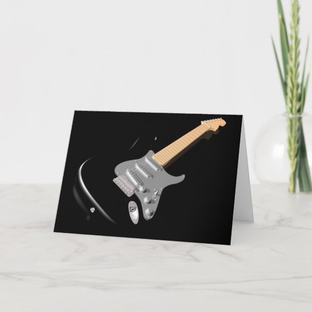 Cartão Black Electric Guitar Greeting Cards (Frente)