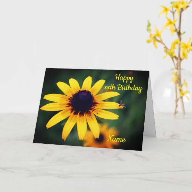 Cartão Black Eyed Susan Flower Personalizada Aniversário (Flor Amarela)
