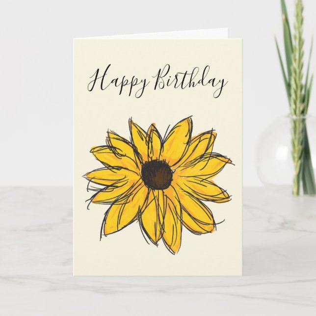 Cartão Black Eyed Susan Flower Yellow and Brown Birthday (Frente)