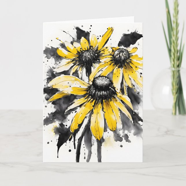 Cartão Black-eyed Susan - Watercolor flowers (Frente)