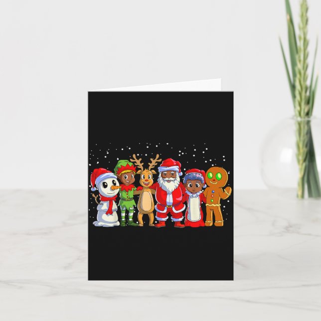 Cartão Black Family Christmas Afro African American Santa (Frente)