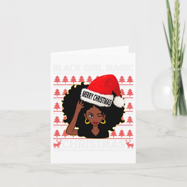 Cartão Black Girl Magic Feliz Natal Afro-Americano (Frente)