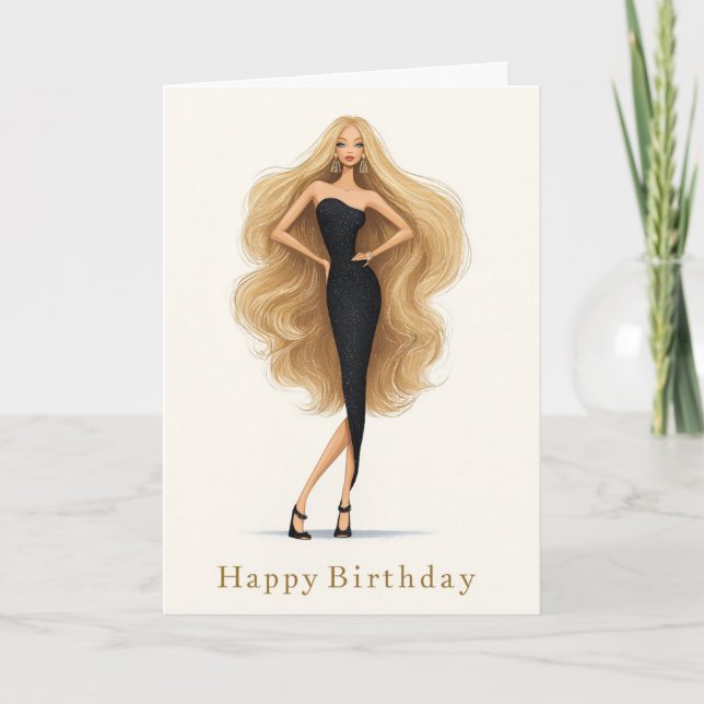 Cartão Black Glam Birthday Card for Fashion Lovers (Frente)