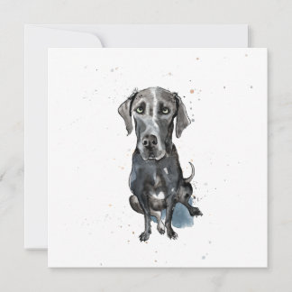 Cartão Black Great Dane, brincadeira de aquarela. Obrigad