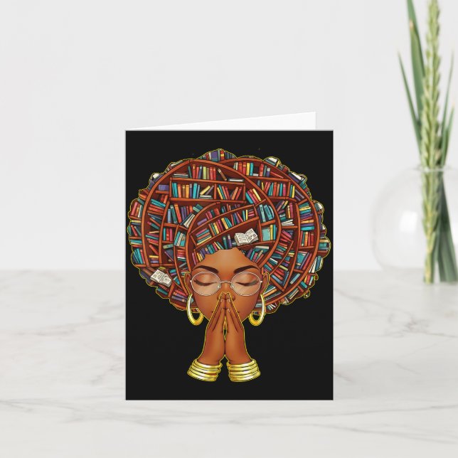 Cartão Black History Month Afro Book Lover Women Girls Li (Frente)