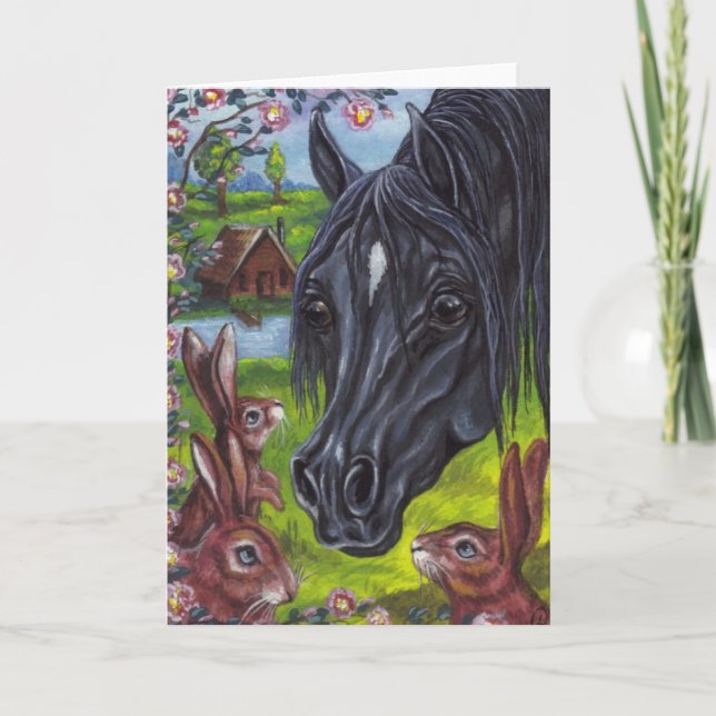 Cartão BLACK HORSE Wild Rabbits Note Card (Frente)