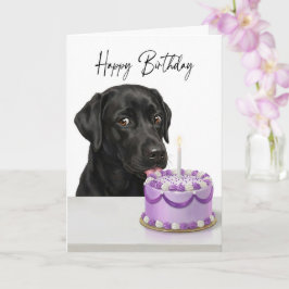Cartão Black Lab Birthday Cake Inspector